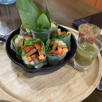 Summer rolls with OmniMeat’s “pork"! Delicious! at Veganerie - Nana in Bangkok