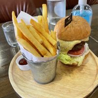 Burger and chips    at Veganerie - Nana in Bangkok