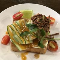 Avocado toast with “bacon” bits   at Veganerie - Nana in Bangkok