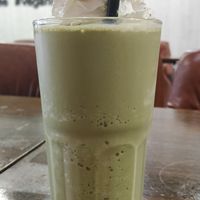 Matcha soy coconut milk smoothie at Veganerie - Nana in Bangkok