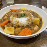 Japanese curry rice bowl, 169 baht by itself or 199 baht with a drink  at Veganerie - Nana in Bangkok