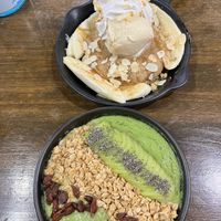 Pancakes and smoothie bowl  at Veganerie - Nana in Bangkok