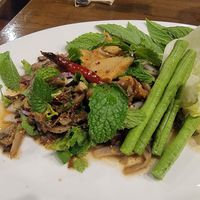 Larbert. Mushroom 🍄 and mint salad at Veganerie - Nana in Bangkok