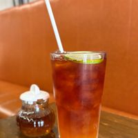 Iced tea with coconut syrup   at Veganerie - Nana in Bangkok