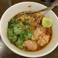 Crispy pork and dumpling noodle soupp  at Veganerie - Nana in Bangkok