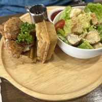 Chickn and waffles  at Veganerie - Nana in Bangkok