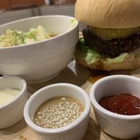 Teriyaki burger with salad at Veganerie - Nana in Bangkok