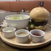 Teriyaki burger with salad at Veganerie - Nana in Bangkok