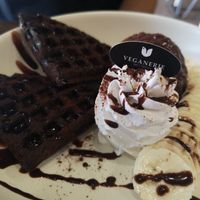 Banana chocolate waffles at Veganerie - Nana in Bangkok