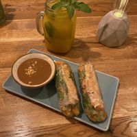 Tofu springs rolls with peanut sauce  at Viet Next Door in Berlin