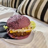 purple flower burger   at Flower Burger in Rome