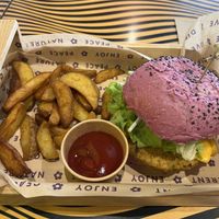 Cherry Bomb Burger and Fries  at Flower Burger in Rome