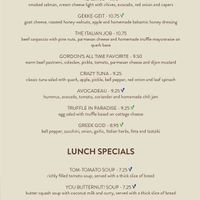 Lunch menu  at Blushing in Amsterdam