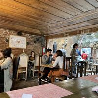 You share tables with others. Tables were very dirty at Refeitorio Organico in Rio De Janeiro