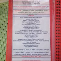 Menu at Refeitorio Organico in Rio De Janeiro