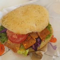 Vegan sandwich (like döner kebab but cold) at Superguud - Halle Landesmuseum in Zurich