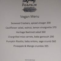 Their Vegan Menu  at The Pig and Palm in Cebu