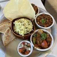 Peace, Love, Vegan Thali plate    at Curry Up Now in Decatur