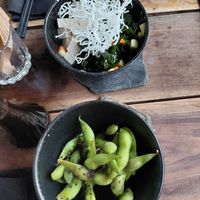 Edamame& seaweed salad at Noru in Bacalar