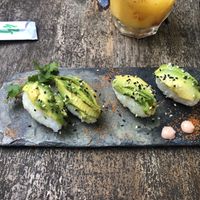 Avocado nigiri  at Noru in Bacalar