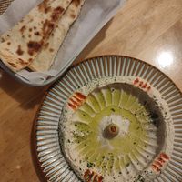 Hummus and bread at Asalam Restaurant in Jeju