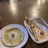 Hummus and flat bread  at Asalam Restaurant in Jeju