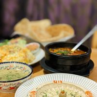 Vegan Hummus & Flat Bread, Vegan Mushroom Kalaya at Asalam Restaurant in Jeju