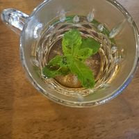 Free tea with fresh mint at Asalam Restaurant in Jeju