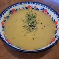 Complimentary soup at Asalam Restaurant in Jeju