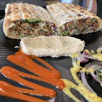 Falafel sandwich w/ hummus at Asalam Restaurant in Jeju