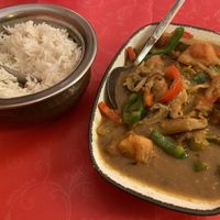 Vegetables and rice  at Buddha Haus in Berlin