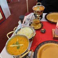 Yellow lentils and spiced potatoes!  at Namaste India in Bayreuth