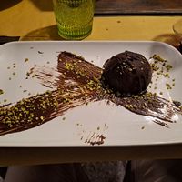 Tasting menu pistachio semifreddo at La Becerca in Serra San Quirico