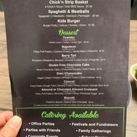 Menu 10/6/20 at Tarantino's Vegan in Las Vegas