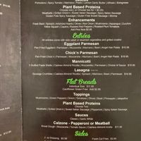 Menu 10/6/20 at Tarantino's Vegan in Las Vegas