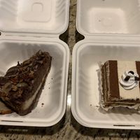 Turtle cheesecake and Tiramisu   at Tarantino's Vegan in Las Vegas