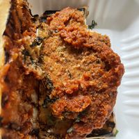 Burnt chik’n parmesan sandwich    at Tarantino's Vegan in Las Vegas