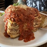 Lasagna - a massive piece!  at Tarantino's Vegan in Las Vegas