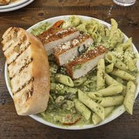 Cajun Chick'n and Shrimp Alfredo at Tarantino's Vegan in Las Vegas