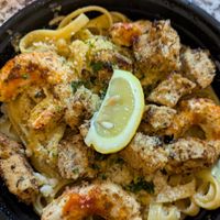 Cajun chicken and shrimp Alfredo at Tarantino's Vegan in Las Vegas