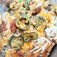 Deep Dish Spicy Cajun Chick’n Pizza!   at Tarantino's Vegan in Las Vegas