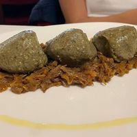 Canederli di patate, lenticchie e spinaci su letto di crauti alla bavarese at Il Lughino in Como