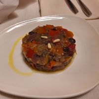 Starter.  Mixed peppers, onion, aubergine at Il Lughino in Como