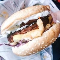 Mac & cheese burger at iGo Vegan in Birmingham