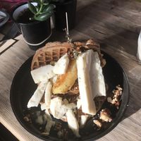 Vegan banana waffles at 404Bristol in Bristol