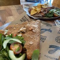 Two vegan crepes, top one is mexican at Crêpeaffaire in Haarlem