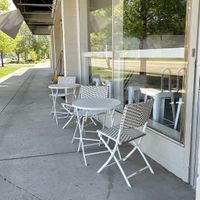 Outdoor seating facing Main  at Farmacy in Bozeman