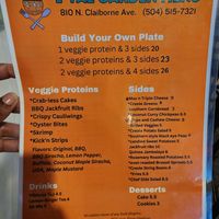 Menu at I-tal Garden in New Orleans