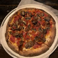 10” Saint Michael Supreme. For the vegan version, they simply omit the pepperoni and use vegan cheese instead.  at Pizza Box in St Petersburg