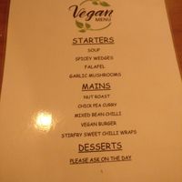 Separate vegan menu. at The New Tredegar Arms in Swansea